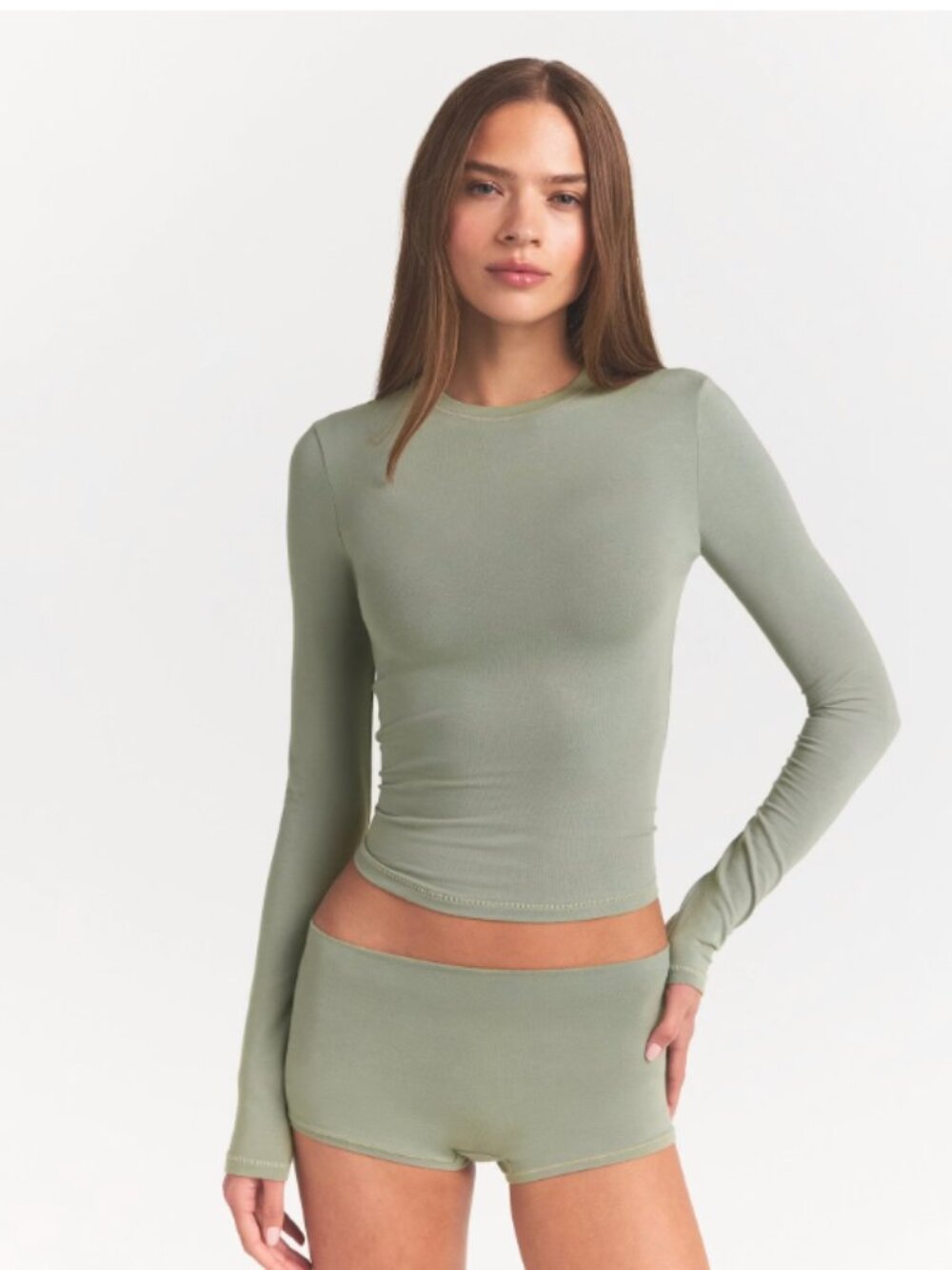 NEW SKIMS Cotton Jersey Long Sleeve Tee XL Mineral T-Shirt NWT